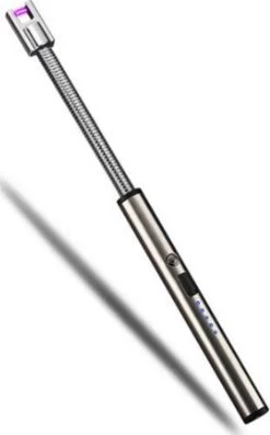 Briquet électrique Long Avj™ | USB Rechargeable | Briquet Plasma | Protègent Contre Le Vent | Briquet électrique Sans Flamme Pour Cuisine, Bougie, Barbecue Ou Cheminée - Argent