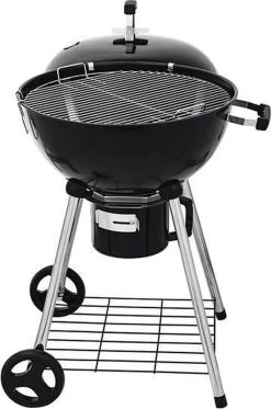 Barbecue à Boules Deluxe 55CM XXL Grille à Boules Barbecue à Charbon De Bois - Aussi Pour Briquettes - Thermomètre Inclus - Noir