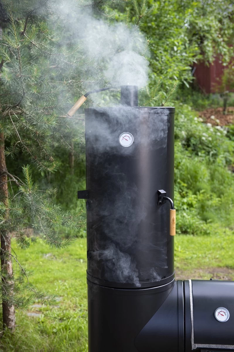 Mustang Fumoir Déporté Georgia XXL - Fumoir - FumoirBarbecue - Barbecue - Bois - Charbon De Bois - Fil D'acier émaillé épais - XXL - 119 KG ! - 175x70x192cm – Image 7