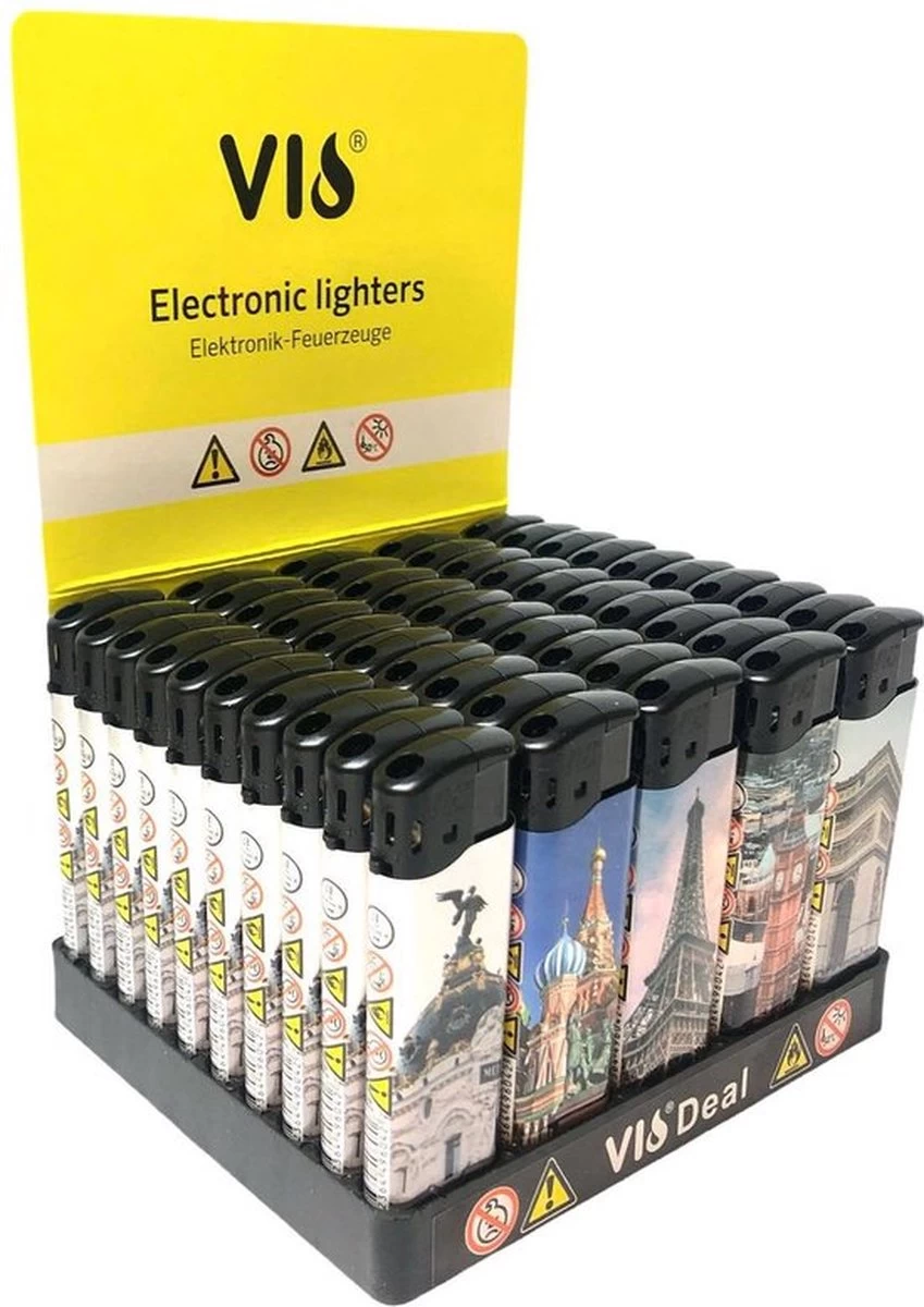 Briquets 50 Pièces En Plateau Rechargeable - Briquet Click Unilite - Briquets électroniques VIO Deal – Image 2