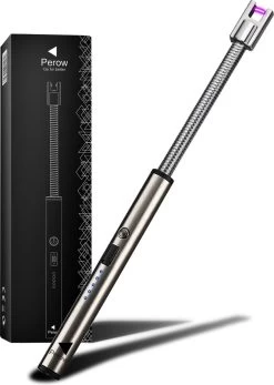 Briquet électrique Long Rechargeable Pliable - Briquet Pliable - Briquet Plasma Durable - Comprend Un Emballage Cadeau - BBQ - Bougies - Argent