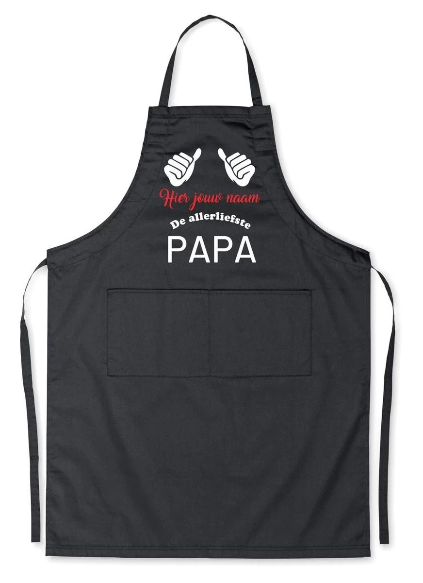 Mijngadeautje - Tablier De Cuisine De Luxe - Dearest Papa - 2 Pouces - Avec Prénom - Rouge – Image 5