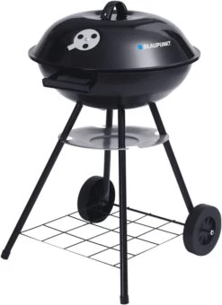 Blaupunkt GC401 Barbecue Au Charbon De Bois Sur Roulettes Grille De Support Ronde Grille De Jardin Chariot De Grillade Avec étagère Inférieure Diamètre 41 Cm Thermomètre BBQ Dans Le Couvercle