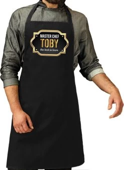 Nom Cadeau Master Chef Toby Tablier De Cuisine/ Tablier Barbecue Noir Pour Homme/ Hommes - Cadeau Fête Des Pères/ Anniversaire/ Retraite