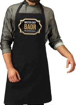 Cadeau Prénom Master Chef Badr Tablier De Cuisine / Tablier Barbecue Noir Pour Homme / Homme - Cadeau Fête Des Pères / Anniversaire / Retraite