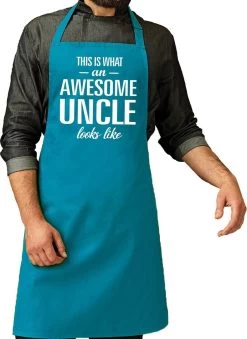 Awesome Oncle Cadeau Barbecue/tablier De Cuisine Bleu Turquoise Pour Homme - Cadeau Barbecue Tablier / Anniversaire