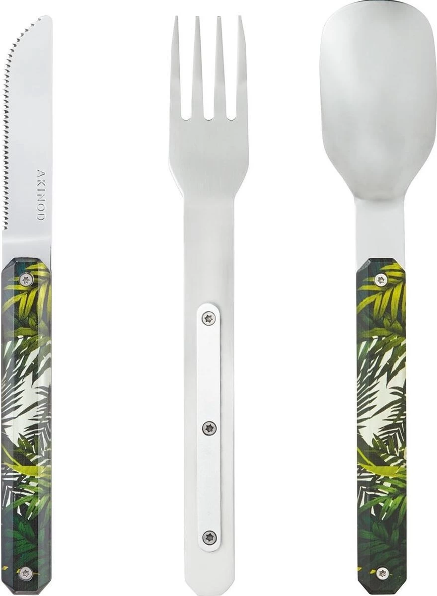 Couverts De Couverts De Camping Akinod Jungle 18 X 3,3 Cm Inox Argent/ Vert 3 Pièces – Image 2