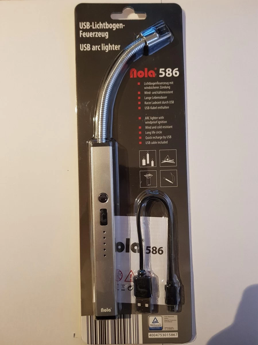 NOLA électronique Flexible Cuisine BBQ Briquet - Extra Long - Extra Chaude 900 Degrés - Recharge USB électrique Argent – Image 2