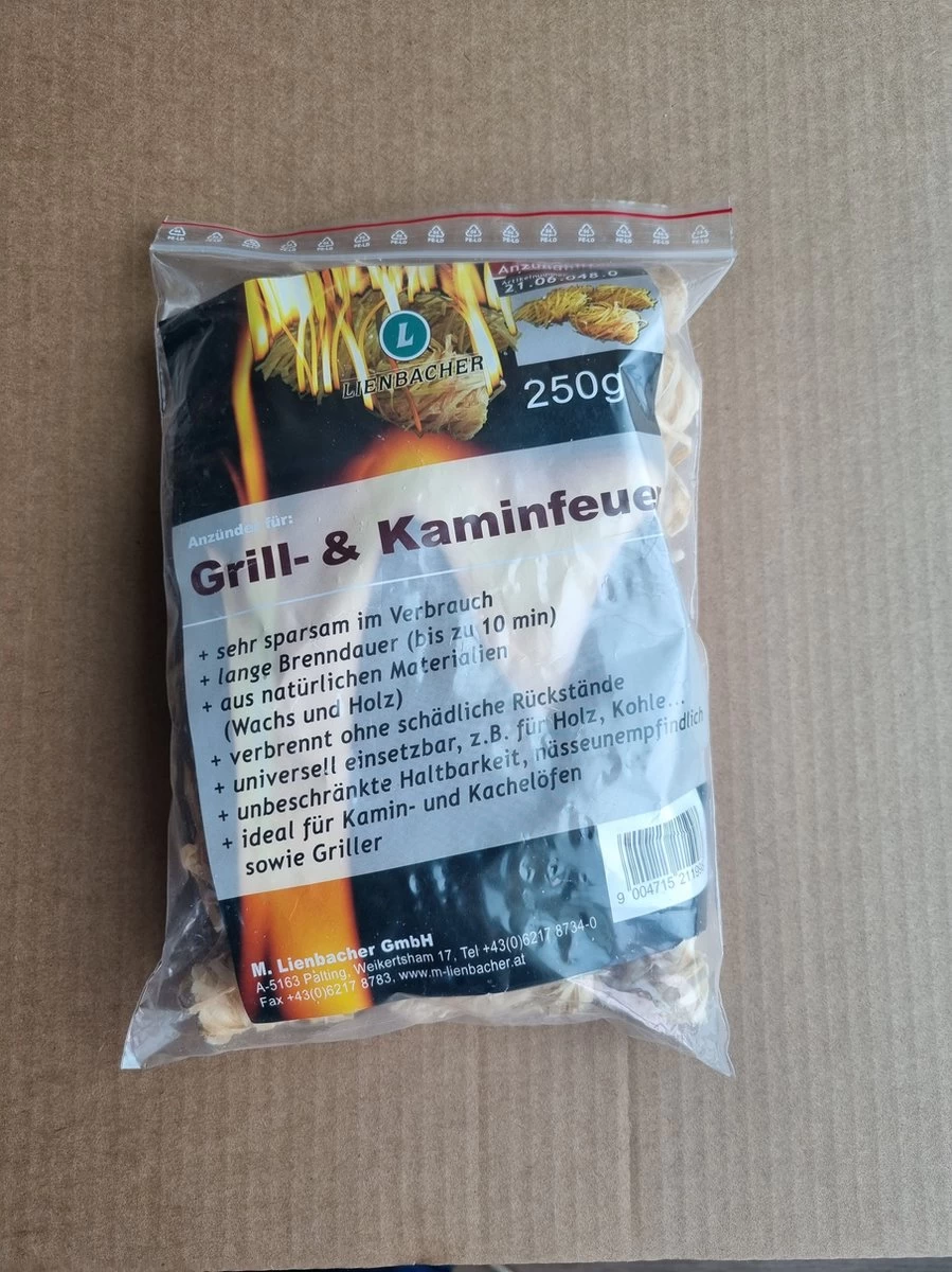 Lienbacher Laine De Bois Copeaux D'allumage 250gr - Woks D'allumage - Longue Durée De Combustion - BBQ & Cheminée - Bâtard - Oeuf Vert - Kamado – Image 2