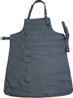 BBQ Tablier Cuir - Cuir Véritable - Barbecue - Tablier De Cuisine Grill - 85x65 Cm - Grijs