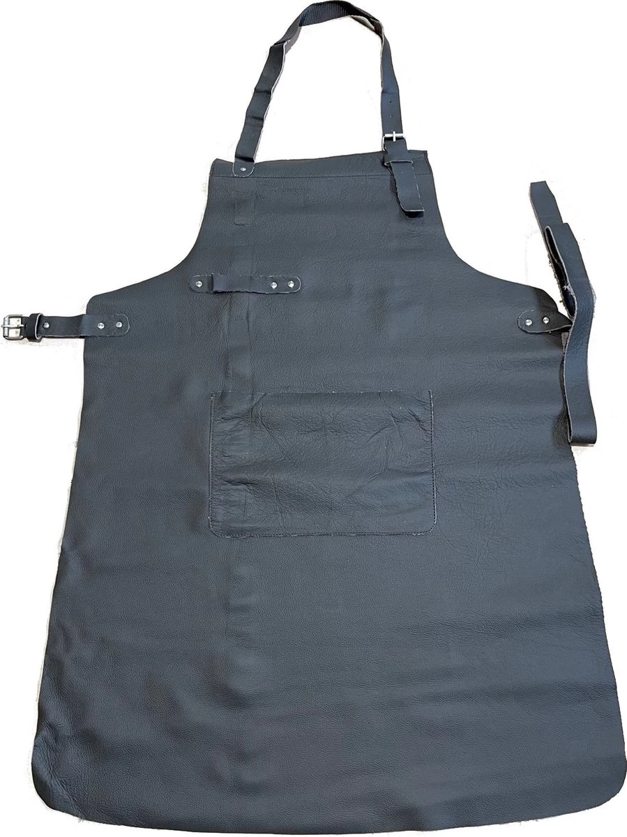 BBQ Tablier Cuir - Cuir Véritable - Barbecue - Tablier De Cuisine Grill - 85x65 Cm - Grijs