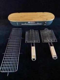 Barbecue Designnest Flip Grill BBQ Facile à Transporter Avec Grilles Rotatives Et Planche à Découper Intégrée