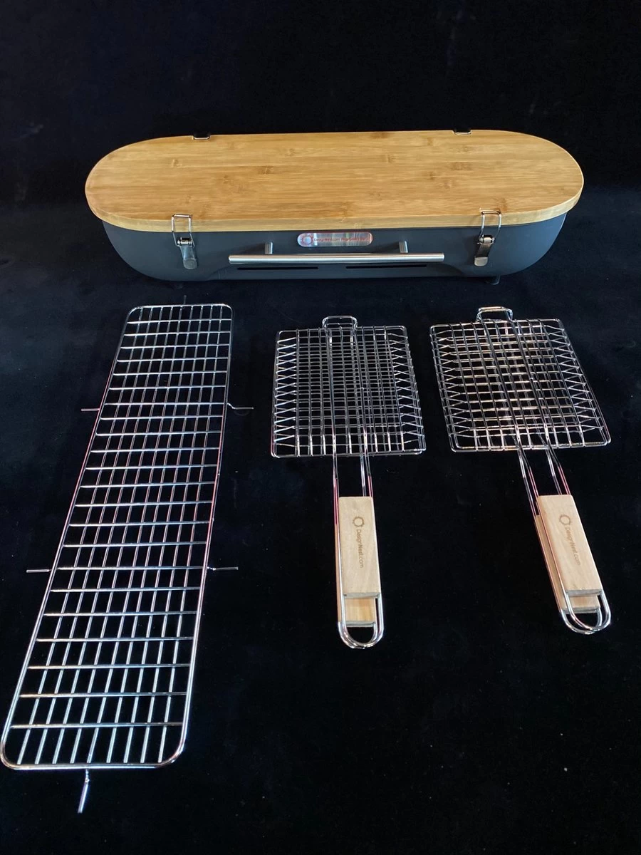 Barbecue Designnest Flip Grill BBQ Facile à Transporter Avec Grilles Rotatives Et Planche à Découper Intégrée – Image 2