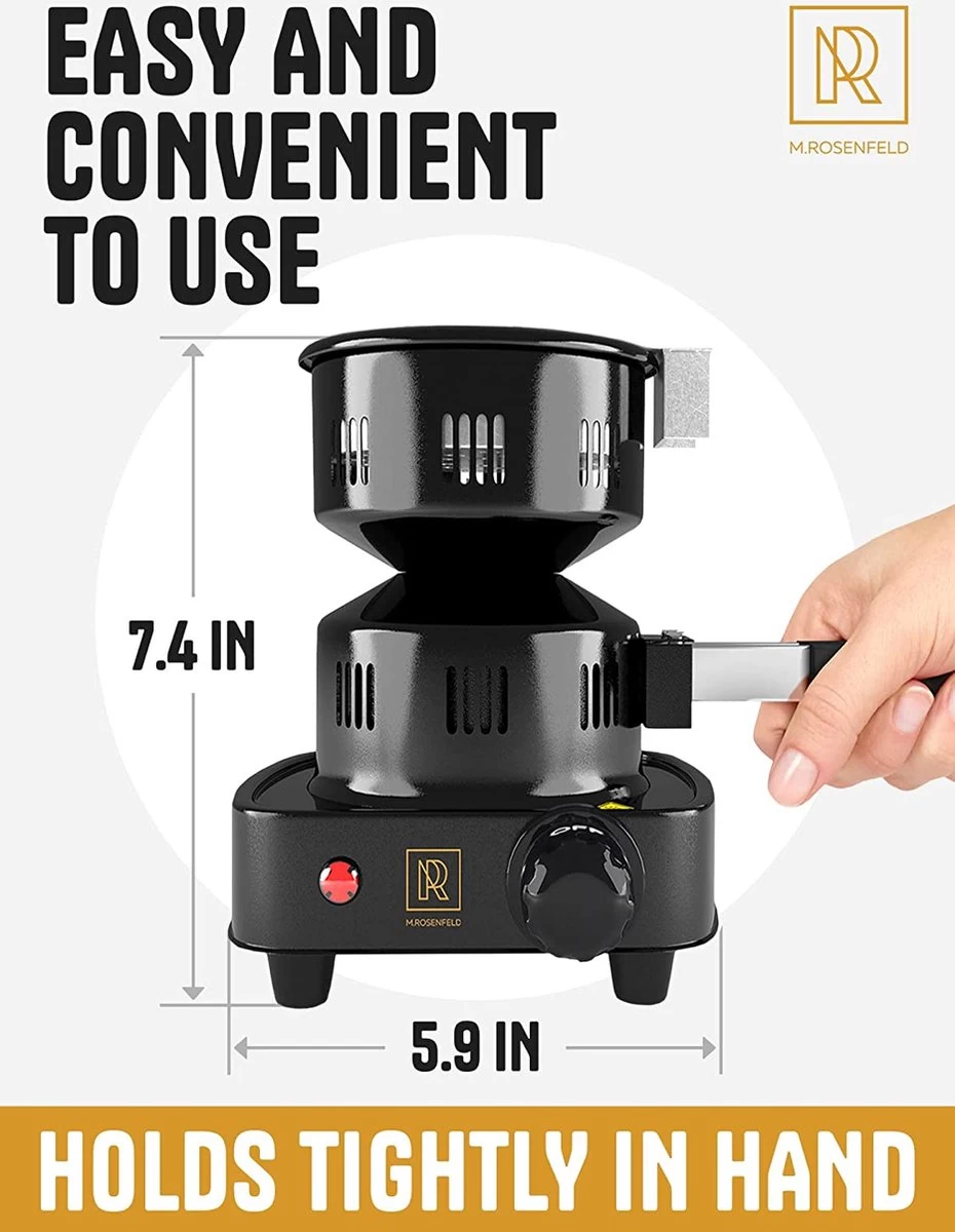 M. Rosenfeld Allume-charbon électrique - Fire Tower 3.0 Allume-charbon Avec Câble Extra Long De 150 Cm, Panier à Charbon Amovible Et 2 Pinces. – Image 4