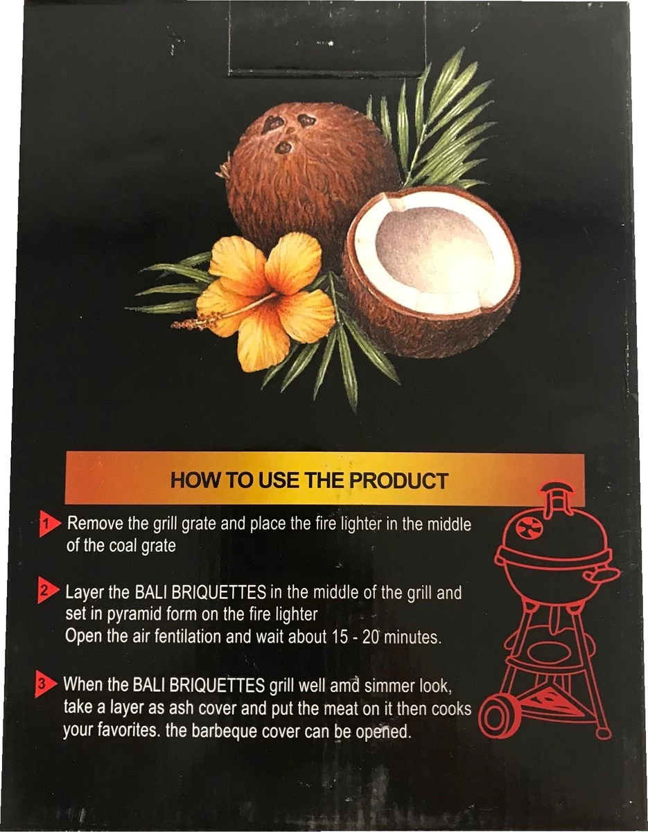 Bali Briquettes - Briquettes De Noix De Coco - Briquettes De Noix De Coco - Noix De Coco - Charbon De Bois - BBQ - 12 KG – Image 3