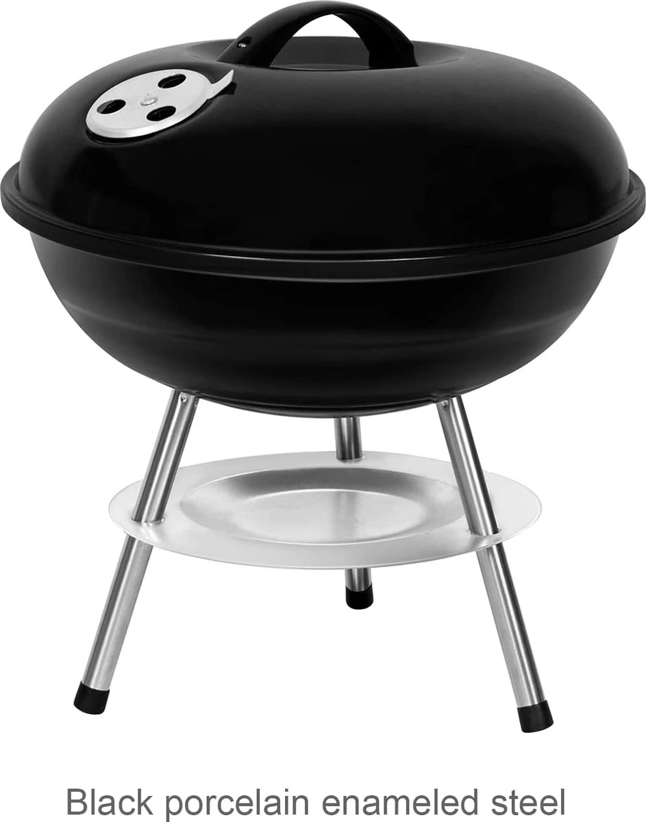 Gril à Charbon Avec Couvercle, Petit Gril De Bouilloire, Mini Gril De Pique-nique, Gril De Camping émaillé Pour Jardin, BBQ , Etc. (noir) – Image 2