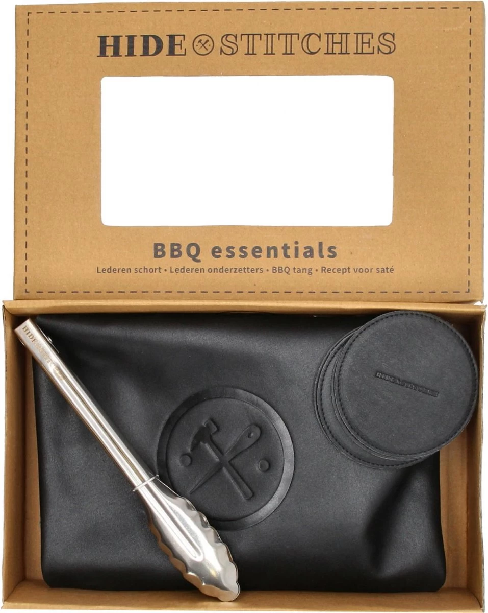 Tablier De BBQ En Cuir Old West + Sous- Sous-verres + Pinces - Set De BBQ - Zwart – Image 6