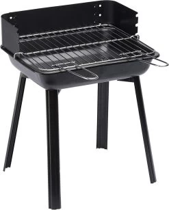GRILLCHEF Barbecue à Charbon PortaGo | Avec Pare-brise Enfichable | Grille De Cuisson Chromée Et Foyer En émail | Transport Peu Encombrant Et Montage Facile | Dimensions : 44 X 36 X 29 Cm