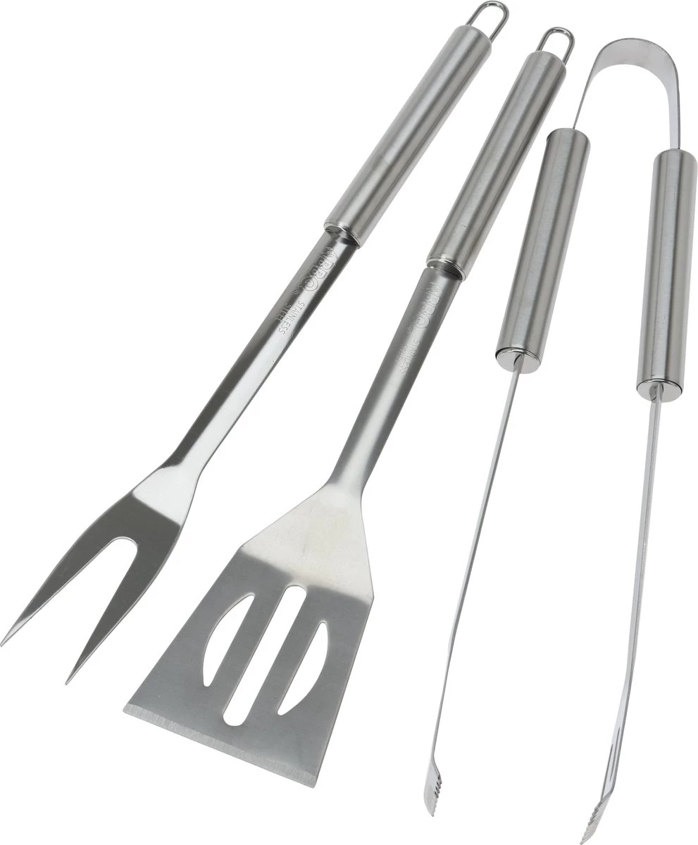 Ensemble D'outils Pour BBQ/ Barbecue 3 Pièces En Acier Inoxydable - Avec Gant De BBQ C'est L'heure Du BBQ ! - Cadeau Papa / Vaderdag – Image 3