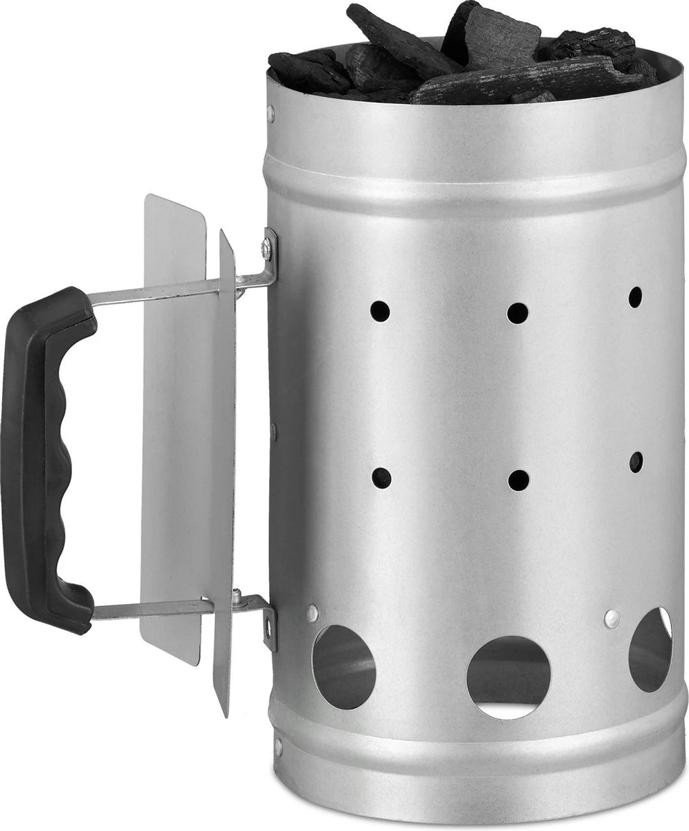 Relaxdays Briquette Starter - BBQ Starter - Charbon De Bois Starter - Barbecue Starter - Silver