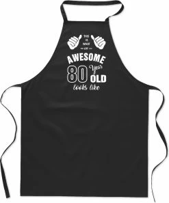 Awesome Cadeau Années 80 - 80 Ans - Tablier De Cuisine Pouces - Coton - BBQ - Anniversaire - Noir