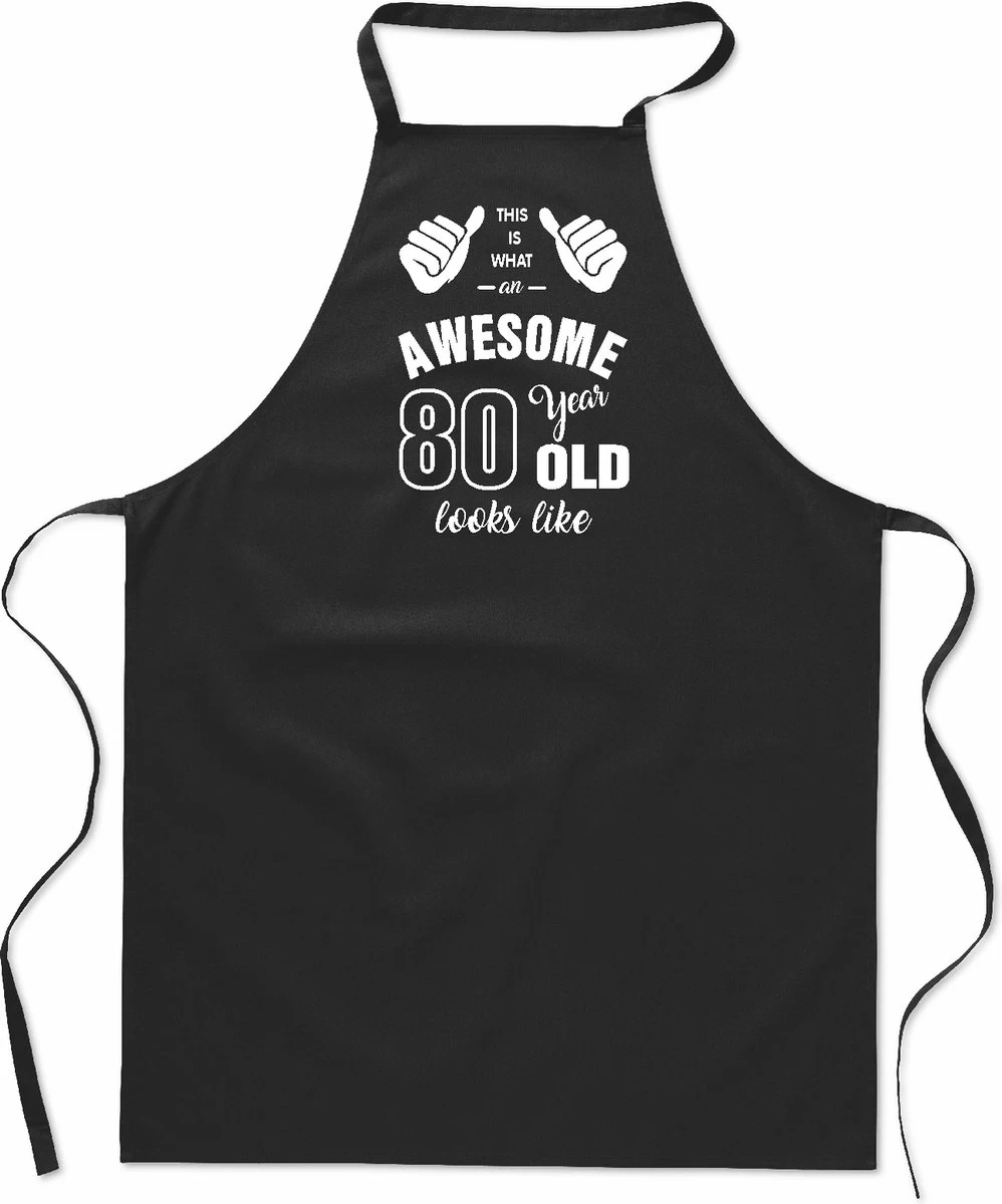 Awesome Cadeau Années 80 - 80 Ans - Tablier De Cuisine Pouces - Coton - BBQ - Anniversaire - Noir